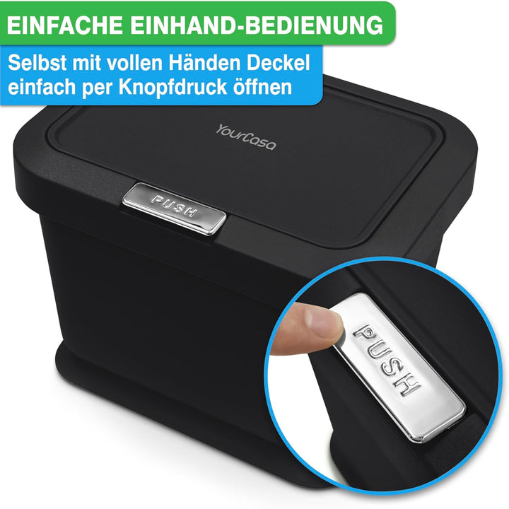 YourCasa Biomülleimer Küche 5L - Deckel mit Knopfdruck-Mechanismus- Komposteimer für alltäglichen Bi