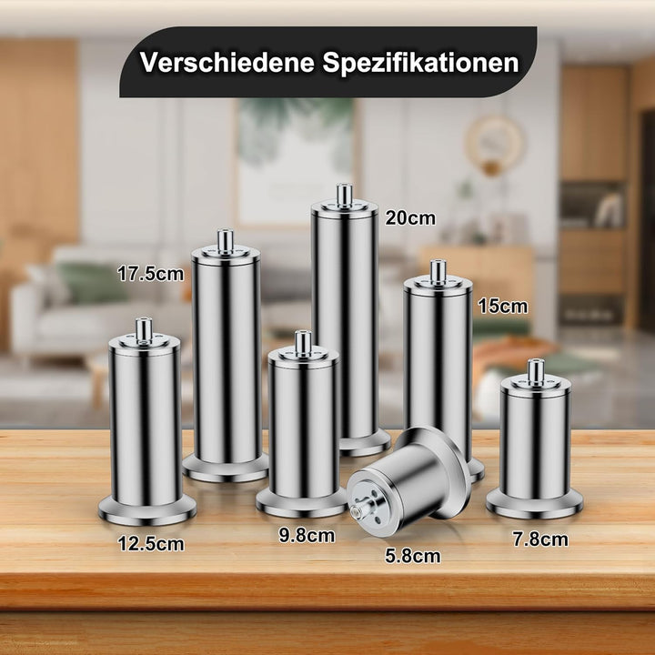 4 Stück M10 Möbelfüsse Edelstahl, Sofa Füsse, Für Schrankfüsse Bett Beine/Sofa Beine/Tischbeine höhe