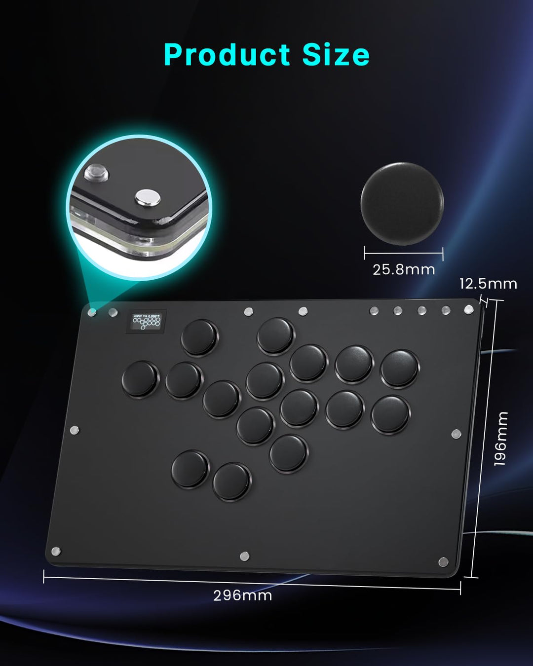 Semaiki Arcade Stick, T16 Arcade Controller mit Turbo und benutzerdefiniertem RGB, Arcade Fight Stic