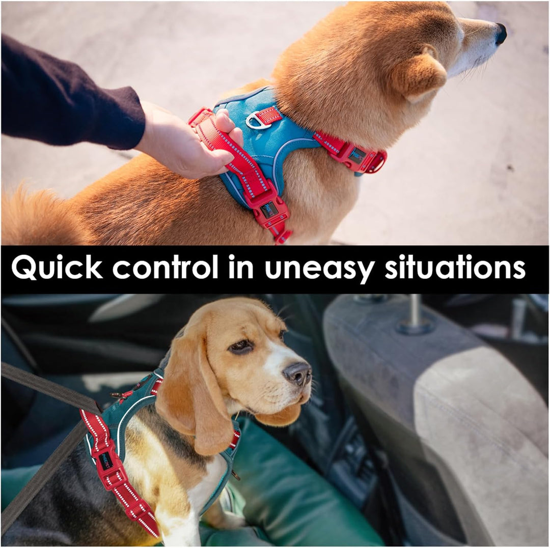 PHOEPET No Pull Hundegeschirr, reflektierende Hundeweste, mit weichem Trainingsgriff für kleine, mit