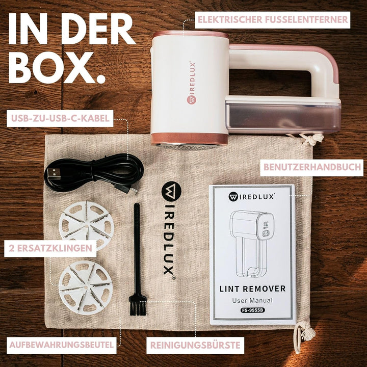 Fusselrasierer Elektrisch WiredLux - Wiederaufladbarer Fusselentferner für Kleidung & Möbel - LED-Li
