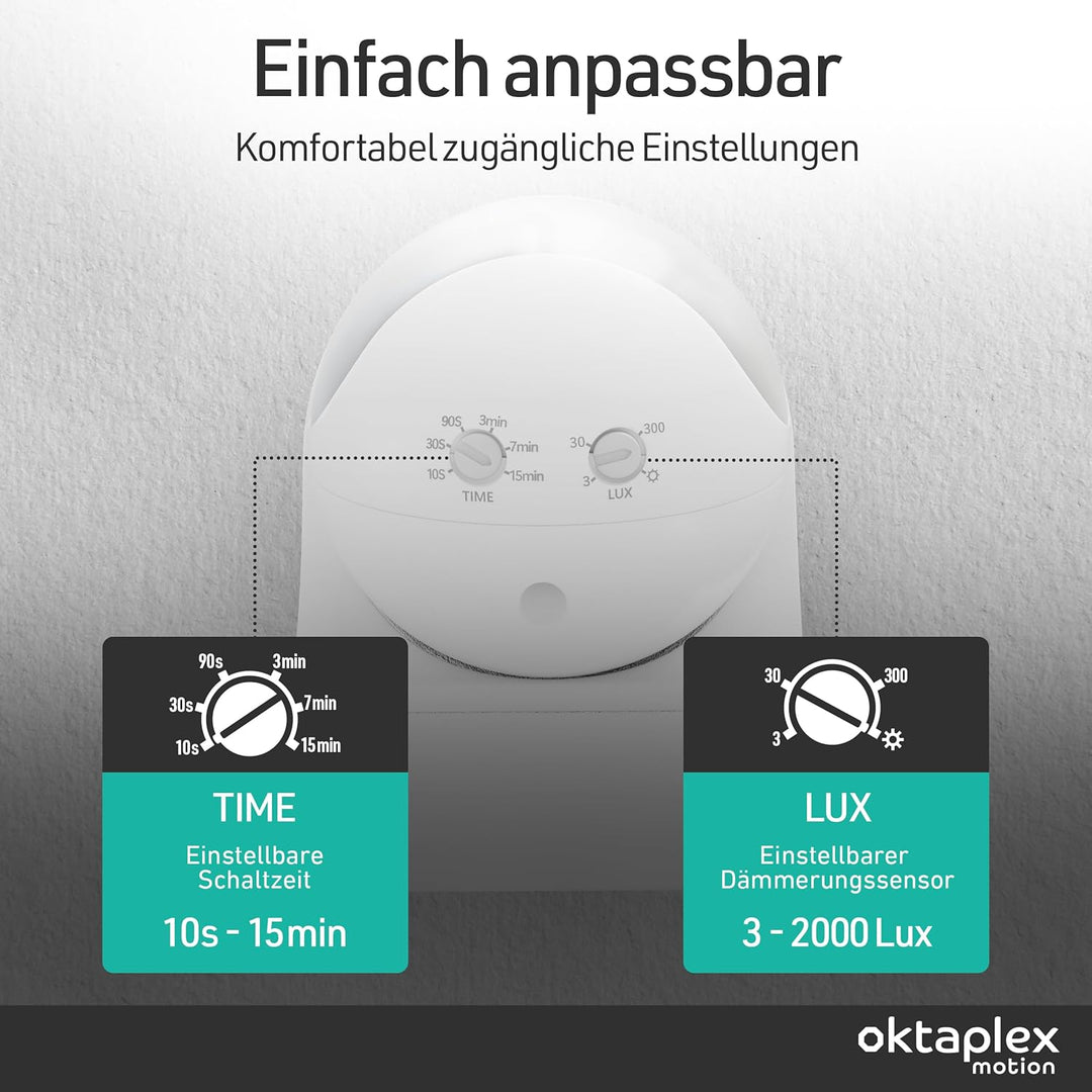 Oktaplex Ana Bewegungsmelder Aussen schwenkbar 230V IP44 180° Bewegungssensor 12m Reichweite weiss A