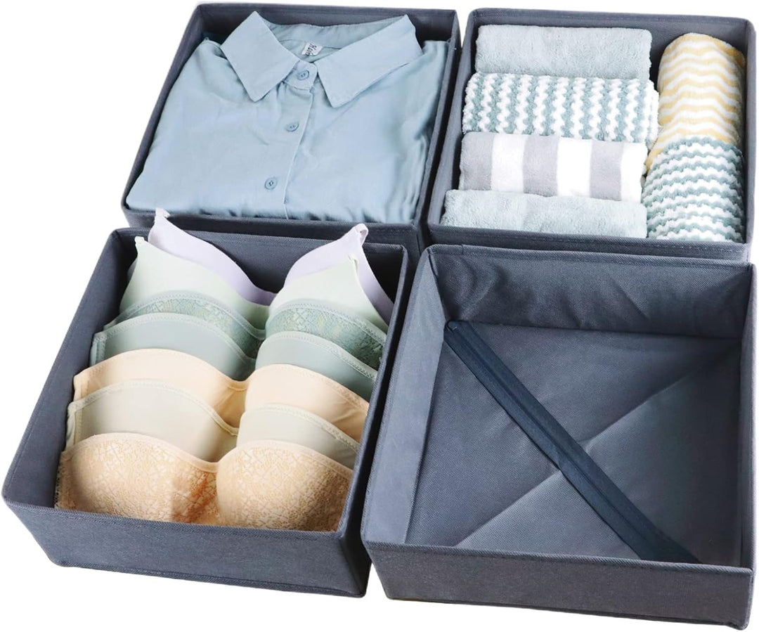 Lucoridy 4 Stück Kleiderschrank Organizer Schubladen Ordnungssystem Faltbare Stoff Aufbewahrungsbox