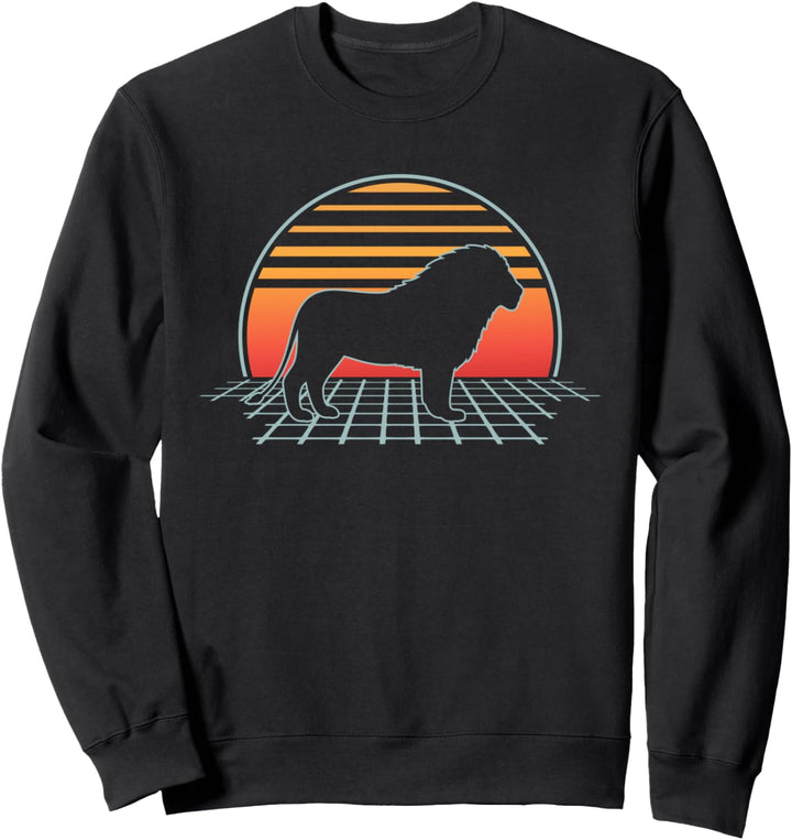 Lion Retro Vintage 80s Wild Life Animal Vaporwave Aesthetic Sweatshirt