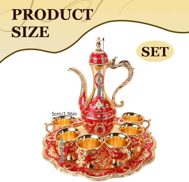 Marokkanisches Teeservice, 6-teilig, türkisches Kaffeetassen-Set mit Kanne, Vintage-Küchenzubehör fü