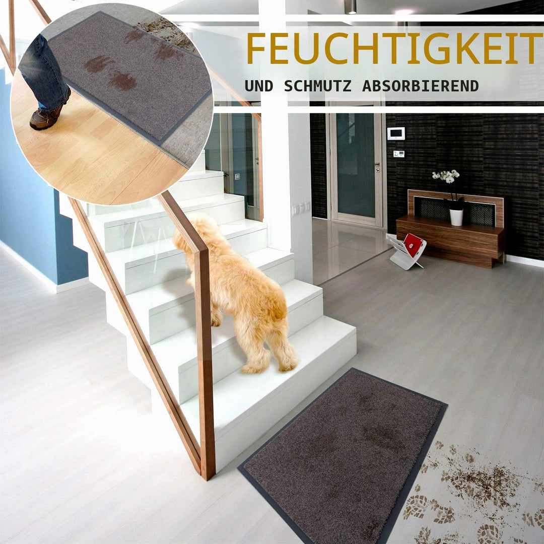 GadHome Fussmatte Braun 60x90 cm|Eingangstürmatte wasserdicht waschbar strapazierfähiger Schmutzfäng