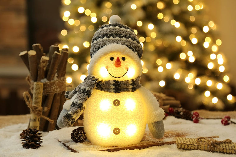 Bambelaa! Schneemann Coldy Deko LED Figuren Weihnachten Klein Grau Weiss Beleuchtet Innen Weihnachts