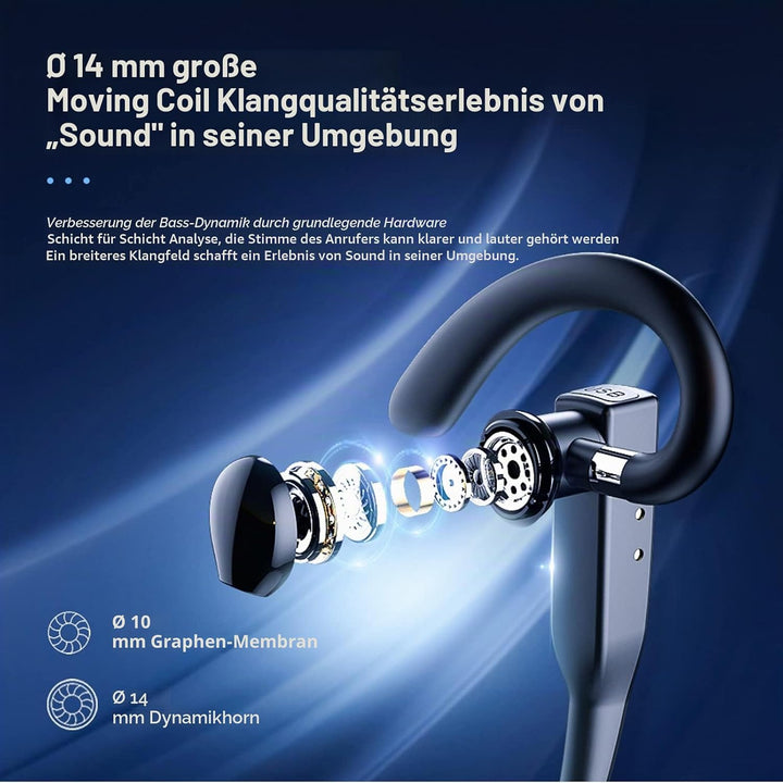 Cuifati YYK-525 Business -Headset, sehr leichtes Ohrbügel-Design, mit 500-mA-Ladeetui, für Geräte mi