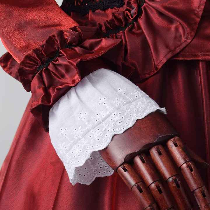 GRACEART Damen Gothic Viktorianisches Kleid Renaissance Maxi Kostüm (XXL, Rot) XXL Rot, XXL Rot