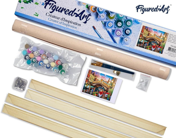 Figured'Art Malen Nach Zahlen Erwachsene Mit Rahmen Rialtobrücke - Paint by Numbers Basteln DIY Bast
