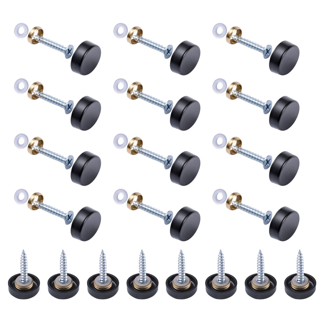 INCREWAY 20 Sätze Edelstahl dekorativ Nägel, 16mm Schwarz Zylindrisch Spiegel Schrauben Spiegelnagel