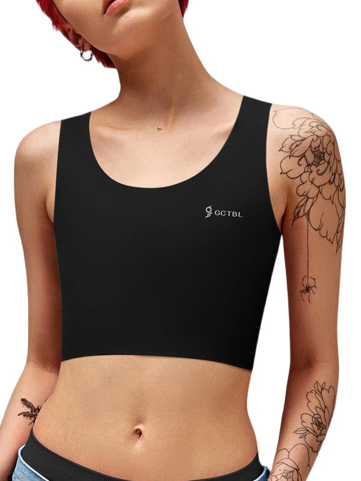 Trans Binder Transgender FTM Brust Binder für Damen Atmungsaktive Halb Kompression BH Schwarz S, Sch