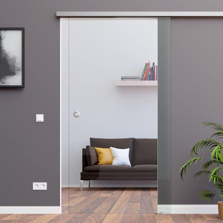 BC-900-ASE: Schiebetürsystem ESG 900x2050x8mm Dekor C, Klarglas; Schienensystem ALU SlimLine SoftClo