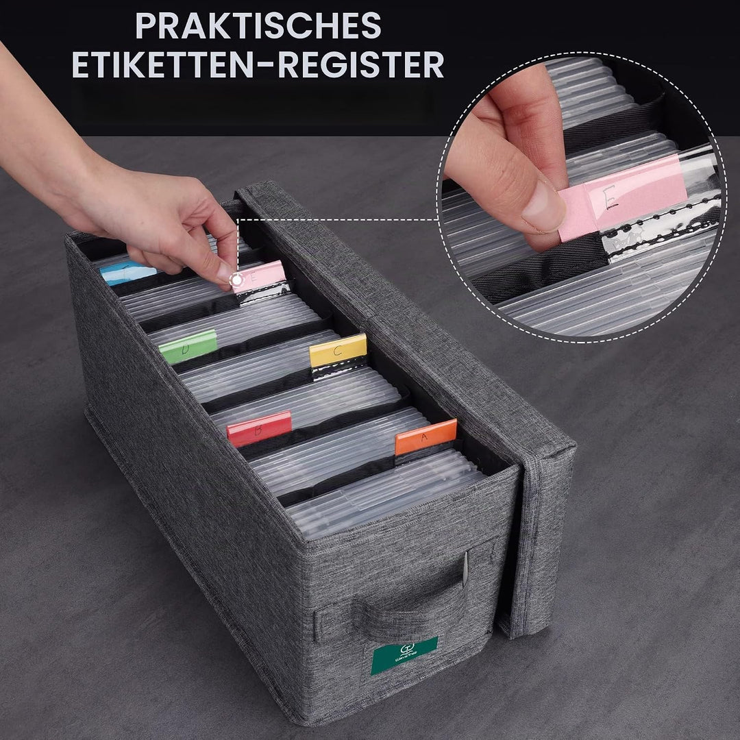 TWAVETREE CD-Aufbewahrungsbox mit Deckel, 3 Stück, langlebige CD-Hülle, Organizer mit Index-Etikette