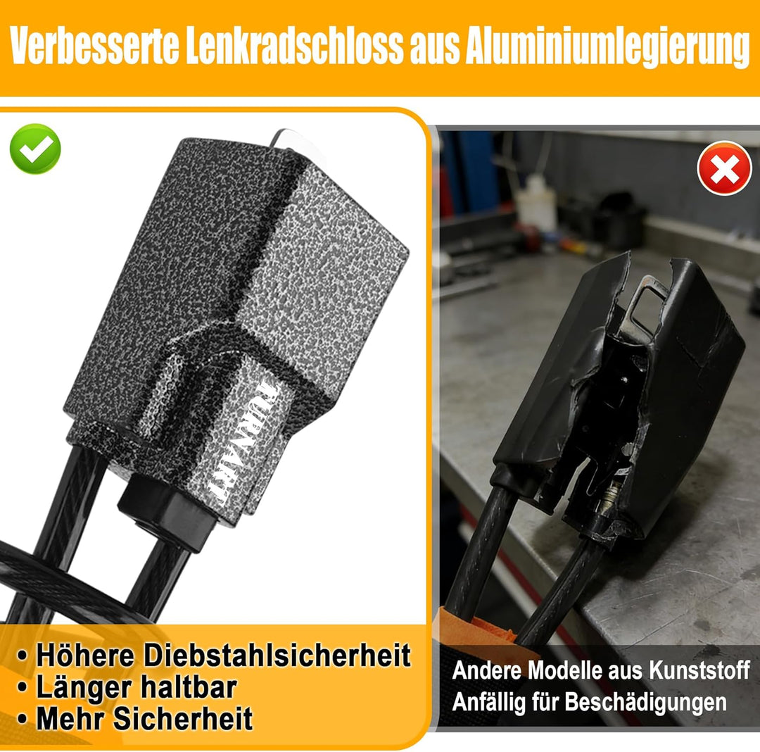 Turnart Lenkradkralle, Lenkradschloss für Auto, Wegfahrsperre, Universell Passend für die Meisten Fa