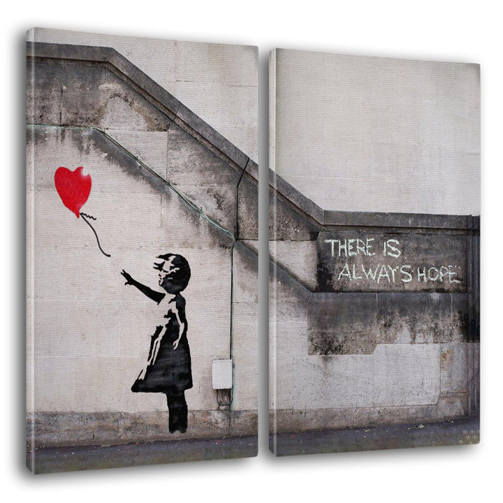 Giallobus - Grosse Gemälde im XXL-Format - Banksy - Street Art - Kleines Mädchen mit rotem Luftballo