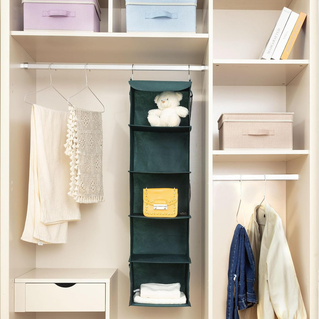 2er Set Hängeregal Kleiderschrank Organizer, 5 Fächer hochwertige Hängeaufbewahrung mit Eisengestell