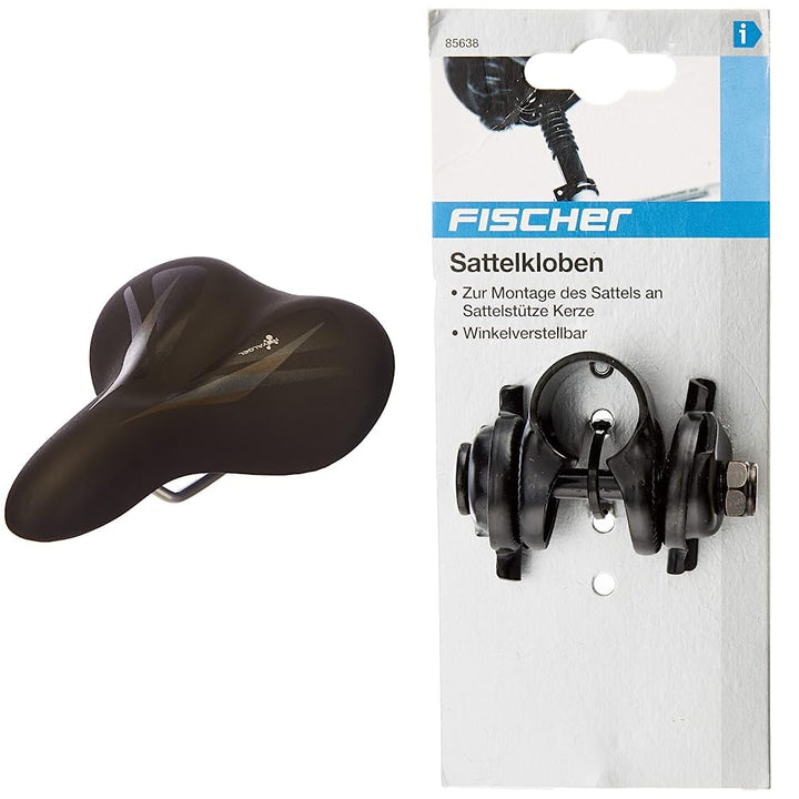 Selle Royal Damen Gel Trekkingsattel, schwarz, One Size Bundle mit Sattelkloben, schwarz, Bundle mit