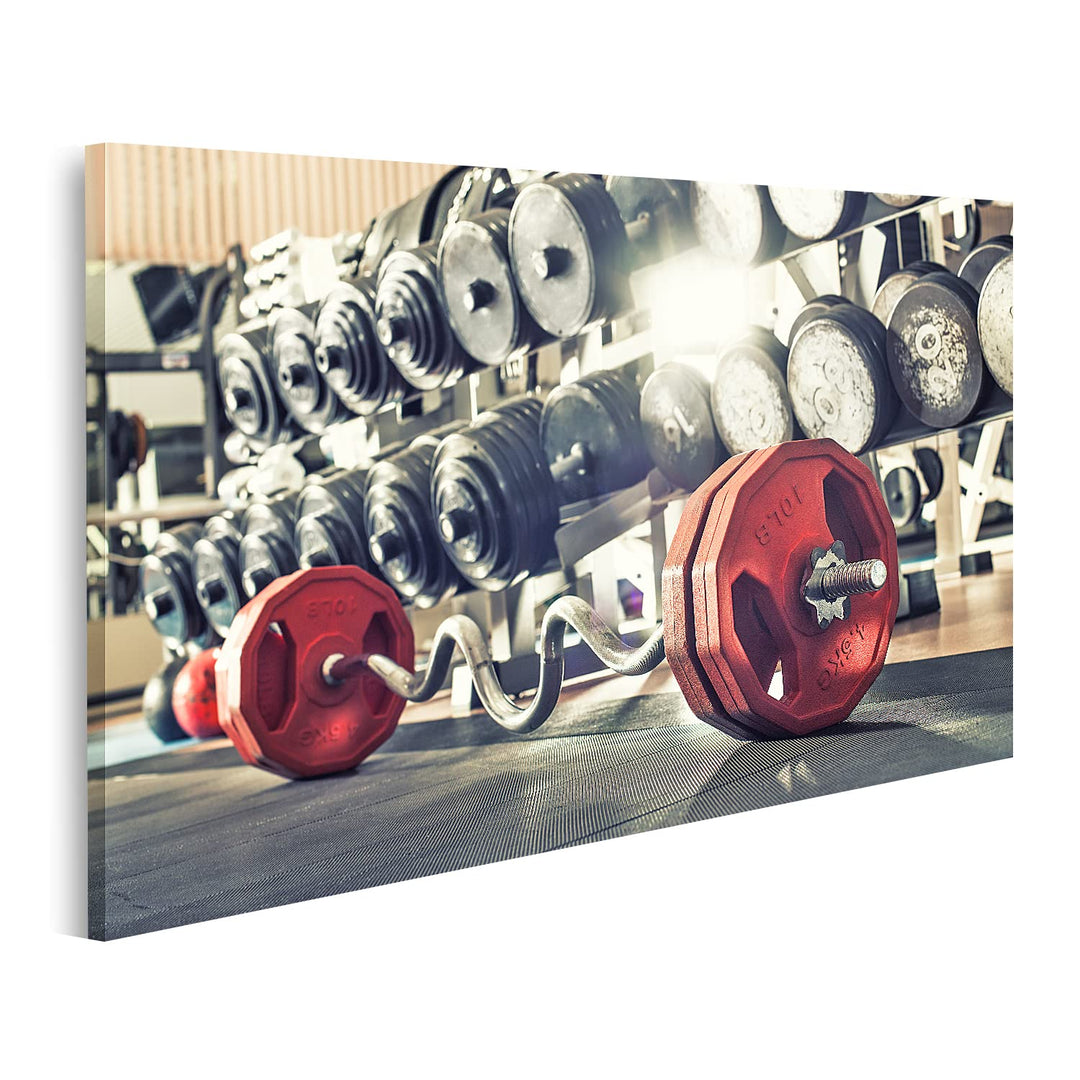 islandburner Bild auf Leinwand Gewichte Fitnessraum Bilder Wandbilder Poster Leinwand 100x57cm, Lein