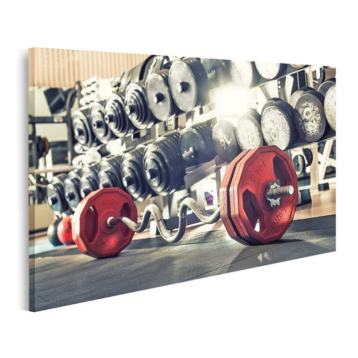 islandburner Bild auf Leinwand Gewichte Fitnessraum Bilder Wandbilder Poster Leinwand 100x57cm, Lein