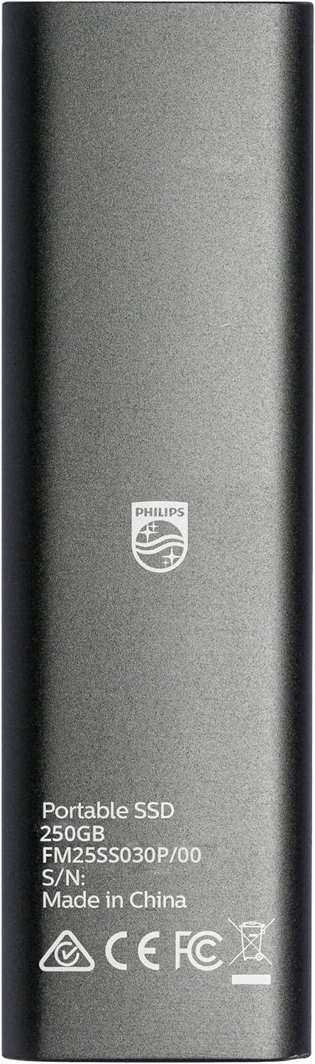 Philips Portable Externe SSD 250 GB - Ultra Slim SATA Ultra Speed USB-C - USB, leesbare snelheid tot