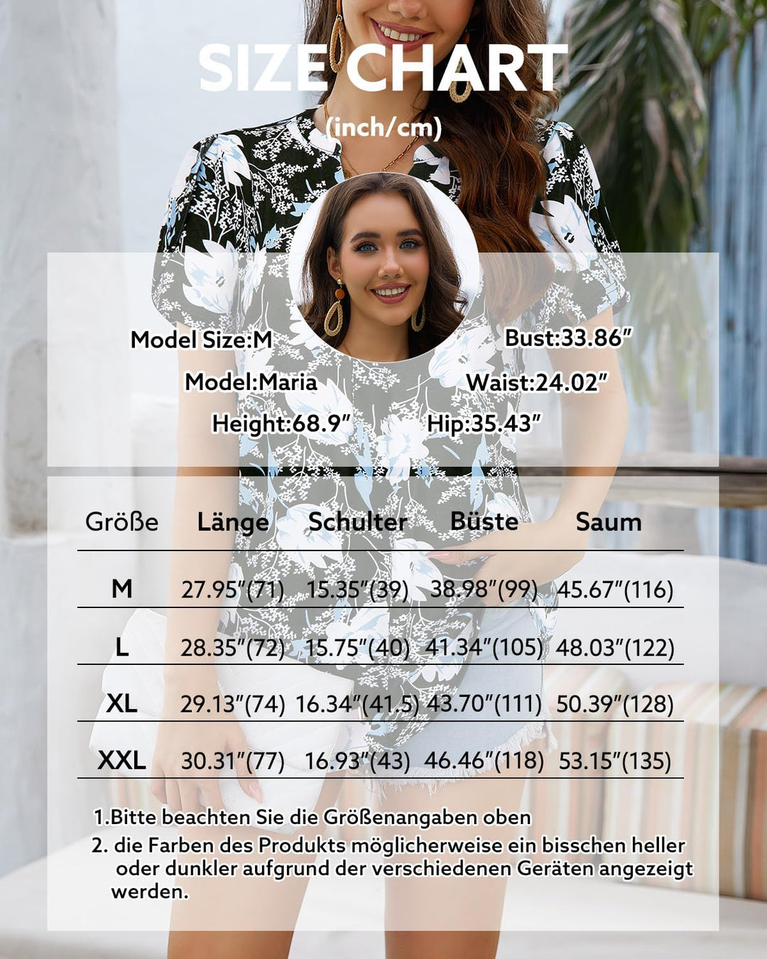 Siddhe Damen Bluse Kurzarm T-Shirts V-Ausschnitt Elegant Lässig Tunika Oberteil Locker Longshirt M 1
