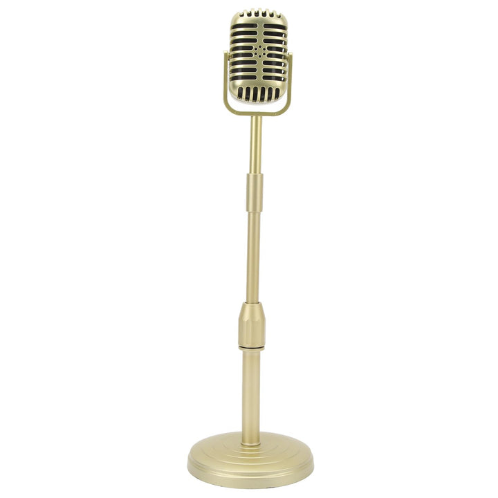 Fockety Fake Vintage Requisitenmikrofon mit Fuss, tragbar, ABS Retro Mic, klassischer Retro-Stil, an