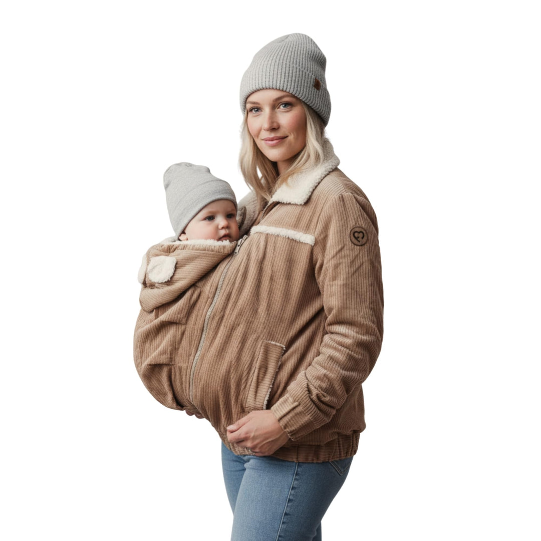 fun2bemum Wendbare Cord-Umstands- und Tragejacke 5-in-1 Allwetter-Funktionsjacke für Schwangerschaft