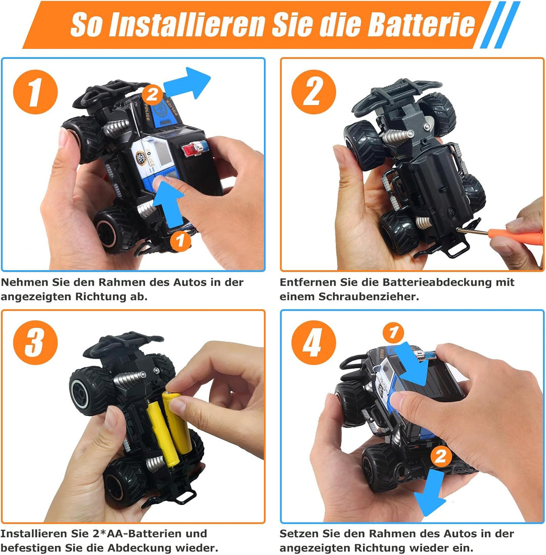 Pup Go Polizeiauto Ferngesteuert mit Licht für Kind 3-9 Jahr, Nikolaus Geschenke für Jungen, Robust