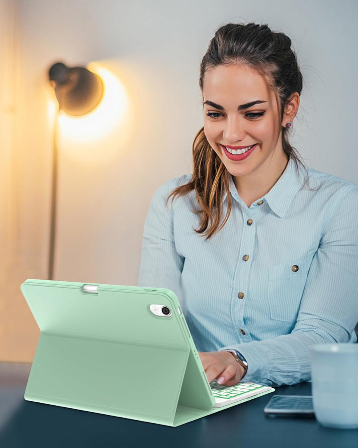 Für iPad Air 11 (2026/2025/2024) (M4/M3/M2) Hülle mit Keyboard, Beleuchtete Tastatur mit 7 Farben, B