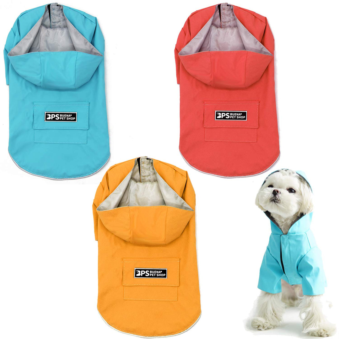 BPS - Wasserdichte Haustierjacke, regenfest, mit Kapuze, Tasche für kleine, mittlere und grosse Hund