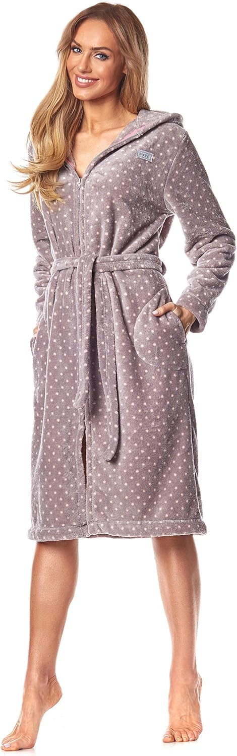 L&L - 9156 Long Luxury Toweling Damen Weicher Langarm Bademantel. Extrem Leicht. Hausmantel mit Reis