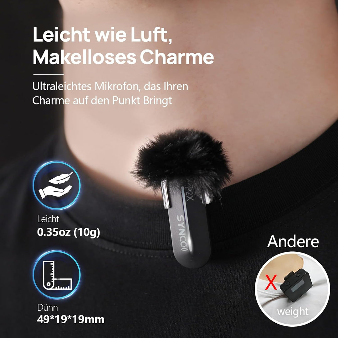 SYNCO Lavalier Mikrofon Wireless für iPhone, P2XL Mini Mikrofone Lightning für Tiktok, YouTube, Stre