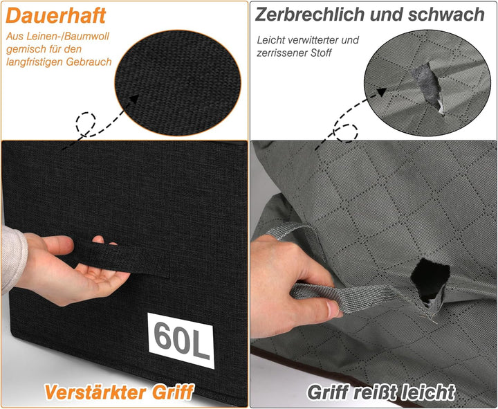 mepure 2 Stück Faltbare Aufbewahrungsbox, 60L Gross Aufbewahrungstasche mit Stabiler Reissverschluss