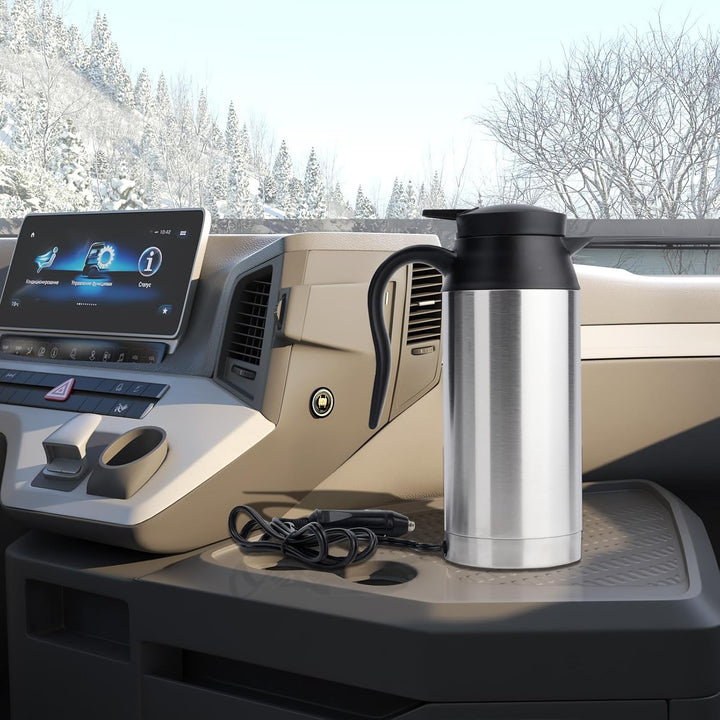 Wasserkocher 24V, 600ml 240W Auto Edelstahl Wasserkocher,für Fernverkehr Autofahrt Camping im Freien