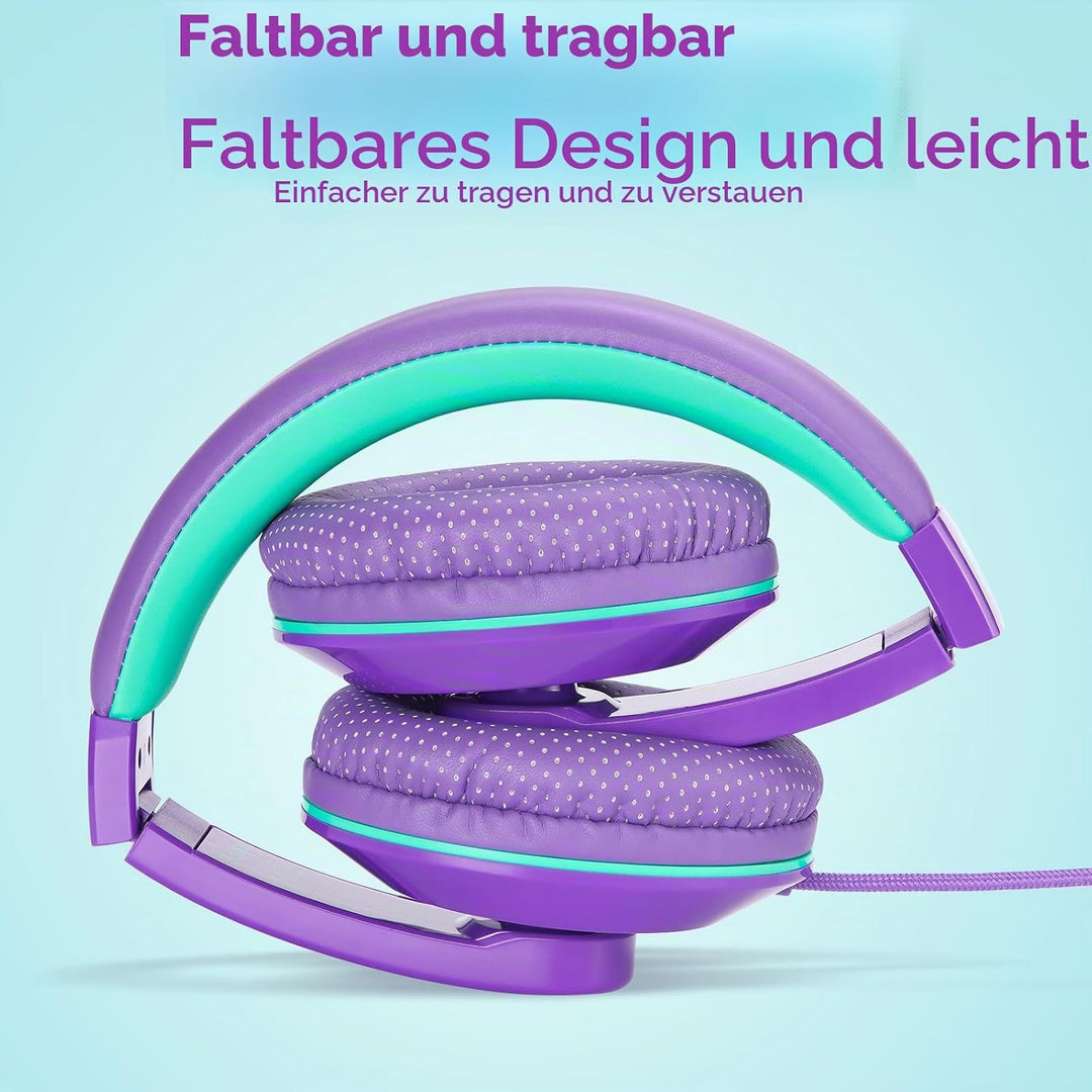 RockPapa Comfort+ Kinder Kopfhörer für Schule Jungen, Kopfhörer Kinder mit Kabel, Faltbar, 3,5 mm Ja