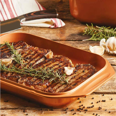 Livington Copperline WonderCooker Deluxe – 14-in-1 Küchenset – Auflaufform, Grillpfanne, Bräter, Slo