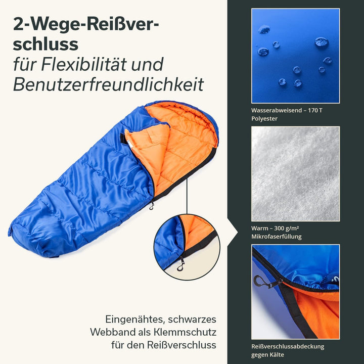 Skandika Vegas Junior Kinderschlafsack | Outdoor Camping Schlafsack für Kinder, weiches Innenfutter,