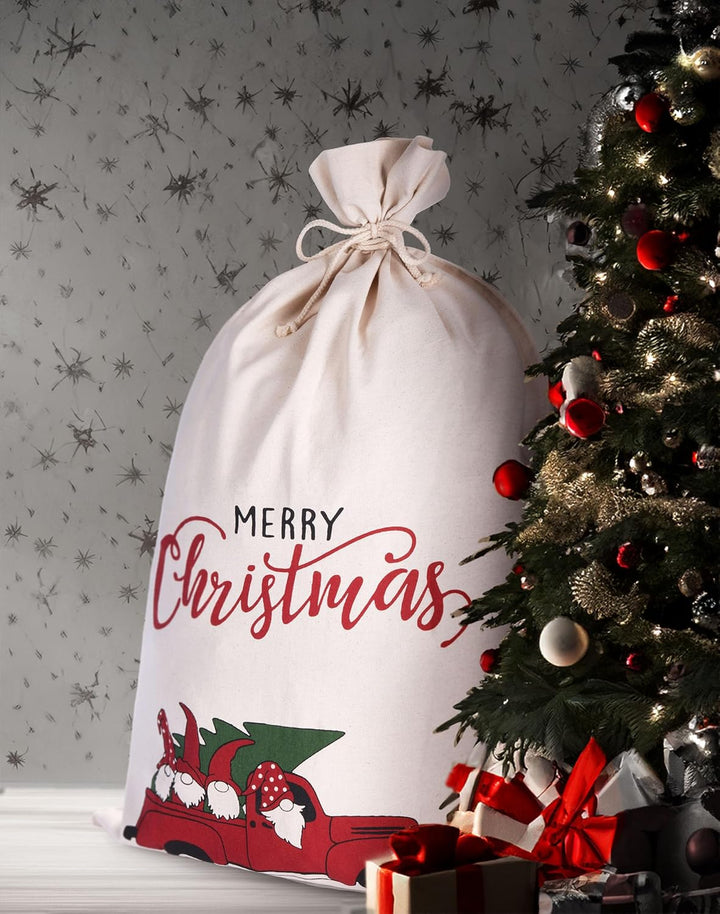 BRUBAKER 3er Set Weihnachtssack - 80 cm Geschenksack mit weihnachtlichen Motiven - Nikolausbeutel zu