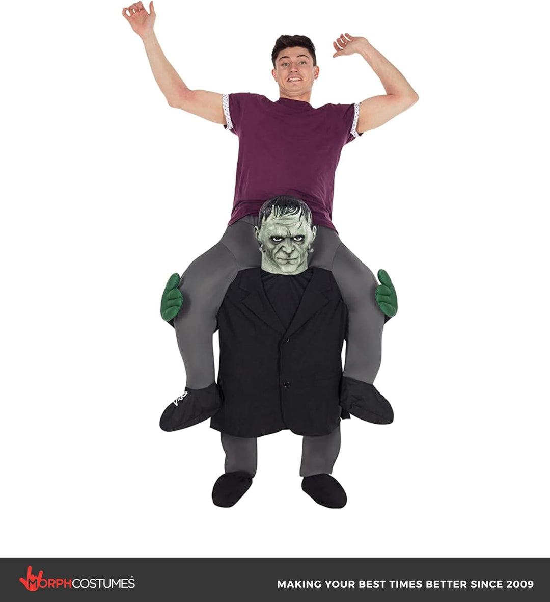 Morph Frankenstein Huckepack Kostüm für Erwachsene, Halloween Karneval, Damen Herren, Frankenstein