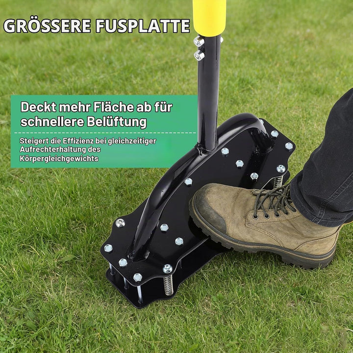 Rasenlüfter Spike, Metall Manuelle Vertikutierung Boden Belüftung Rasen mit 17 Eisen Spikes, Manuell