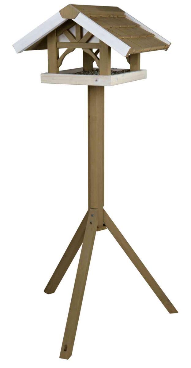 Trixie 55802 natura Futterhaus mit Ständer, 45 × 28 × 44 cm/1,25 m, grau/weiss 45 x 28 x 44 cm, 45 x