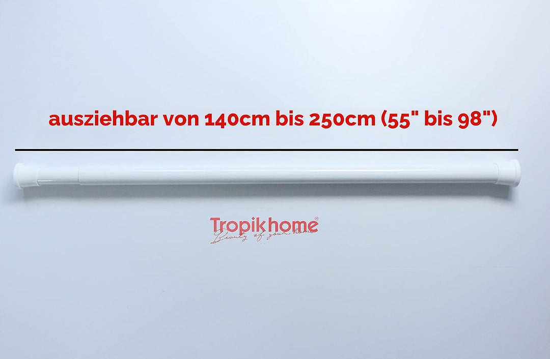 ALU DUSCHVORHANGSTANGE 140 cm - 250 cm WEISS TELESKOPSTANGE KLEMMSTANGE! SPRING SHOWER ROD WHITE!