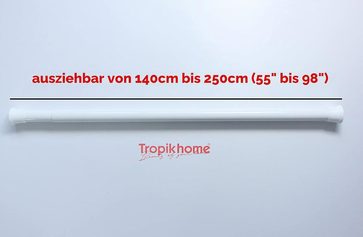 ALU DUSCHVORHANGSTANGE 140 cm - 250 cm WEISS TELESKOPSTANGE KLEMMSTANGE! SPRING SHOWER ROD WHITE!