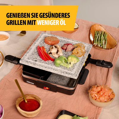 Tristar Raclette RA-2745 – Steingrillplatte – für bis zu 4 Personen – Grillfläche 21 x 21 cm 4 Black