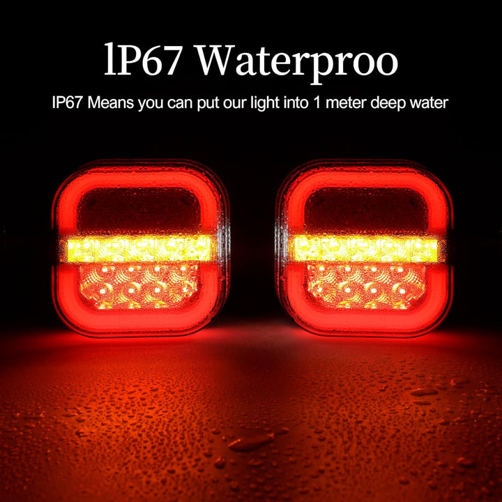 AOHEWEI 12/24 V 2 Stück LED-Anhänger-Rückleuchten, wasserdichter Bremspositionslampe, dynamischem Bl