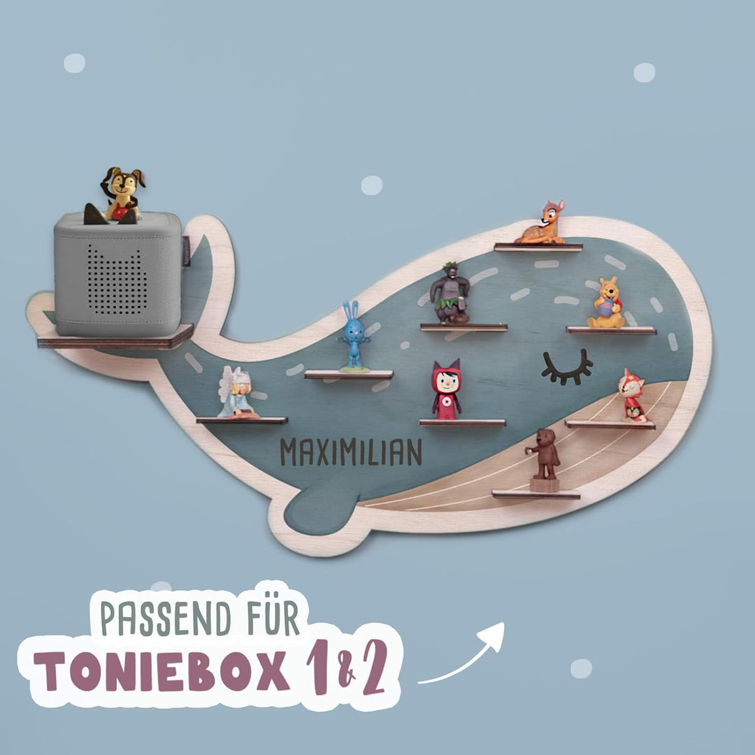 hellomini Personalisiertes Tonie Regal Jungen - Toniebox Regal mit Wunschnamen fürs Kinderzimmer - R
