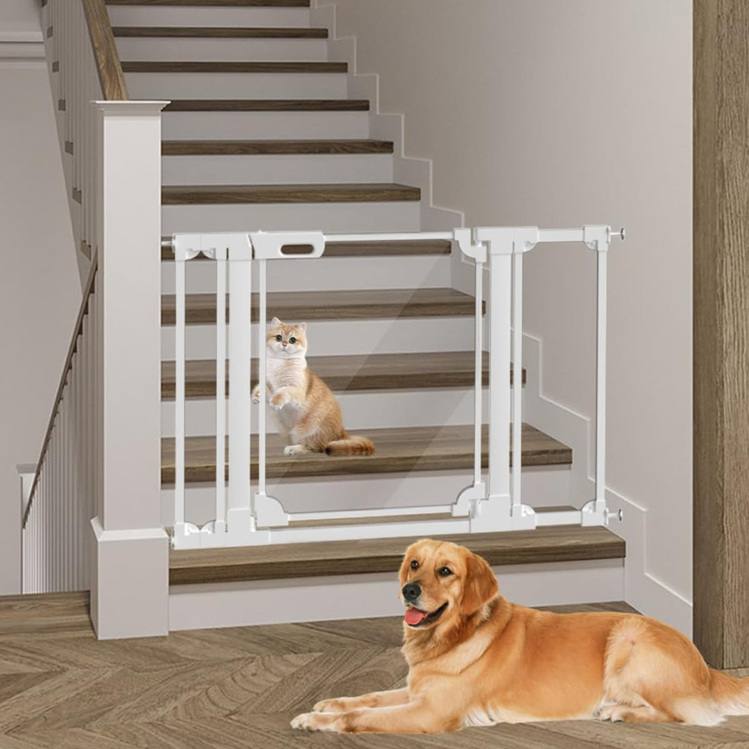 Xifamniy Transparentes Acryl-Treppenschutzgitter für Babys, ohne Bohren, automatisches Schliessen, A