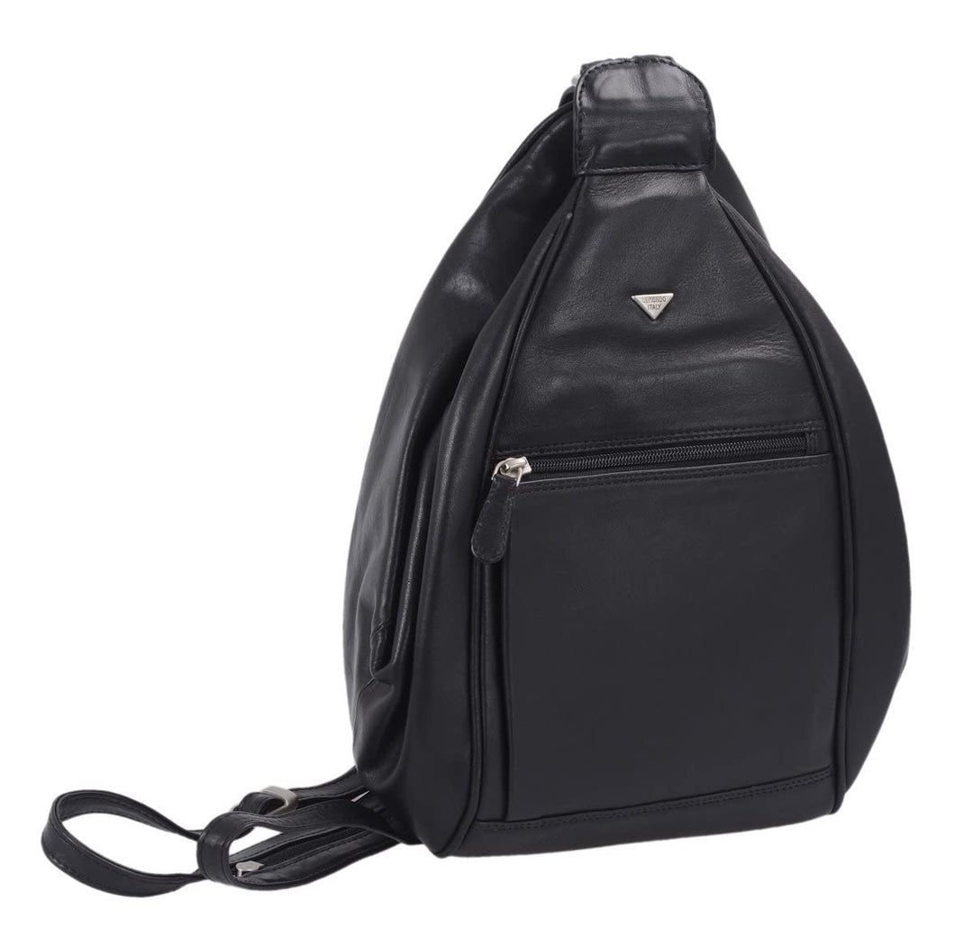 Rucksack LOUANA in Echt-Leder, schwarz, 20x33x12cm