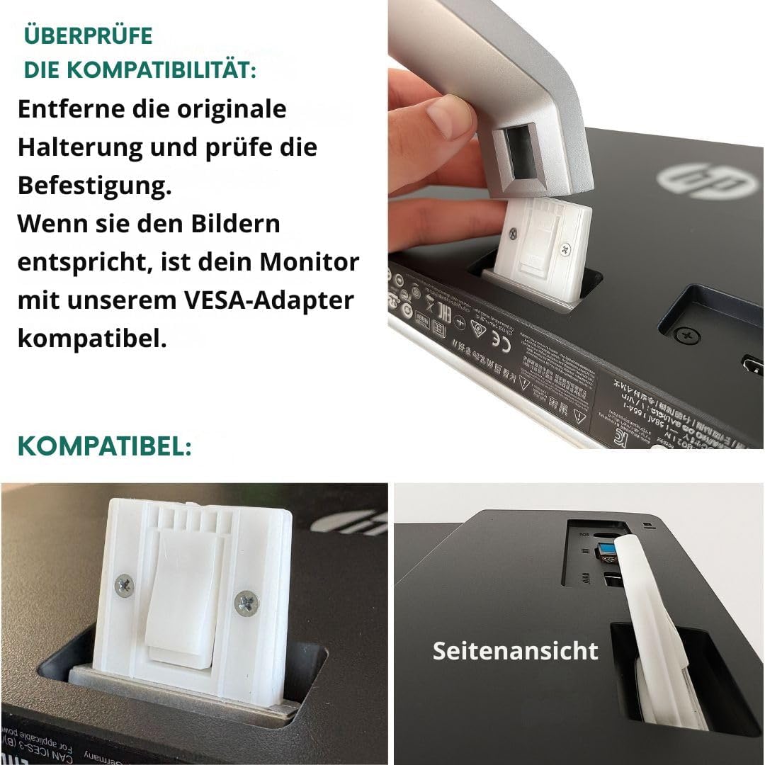 VESA Adapter kompatibel mit HP Monitor:HP22F, 22ER, 22ES, 22EB, 22EA - 23ER, 23F, 23ES, 23EB, 23EA -